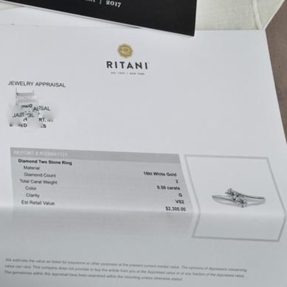 18k Wg Two Stone 1/2 CtDiamond G Color Vs2 Clarity - Picture 8 of 8